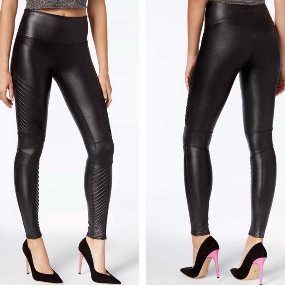 SPANX Faux Leather Moto Leggings Size M